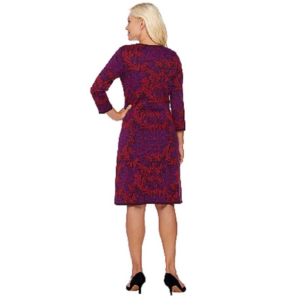 NWOT Isaac Mizrahi Deep Burgundy Sweater Dress L - Picture 2 of 8